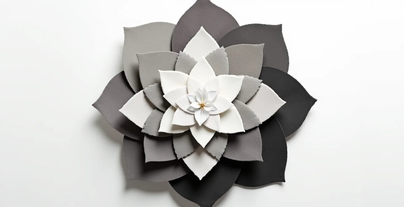 Harmonische Anordnung neutraler Töne von Weiss bis Anthrazit