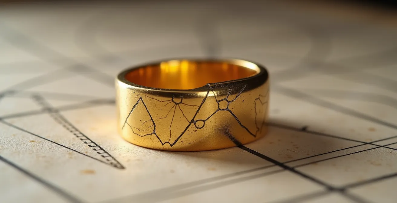 Moderner Siegelring mit geometrischem Bauhaus-inspiriertem Design aus Pforzheimer Goldschmiede